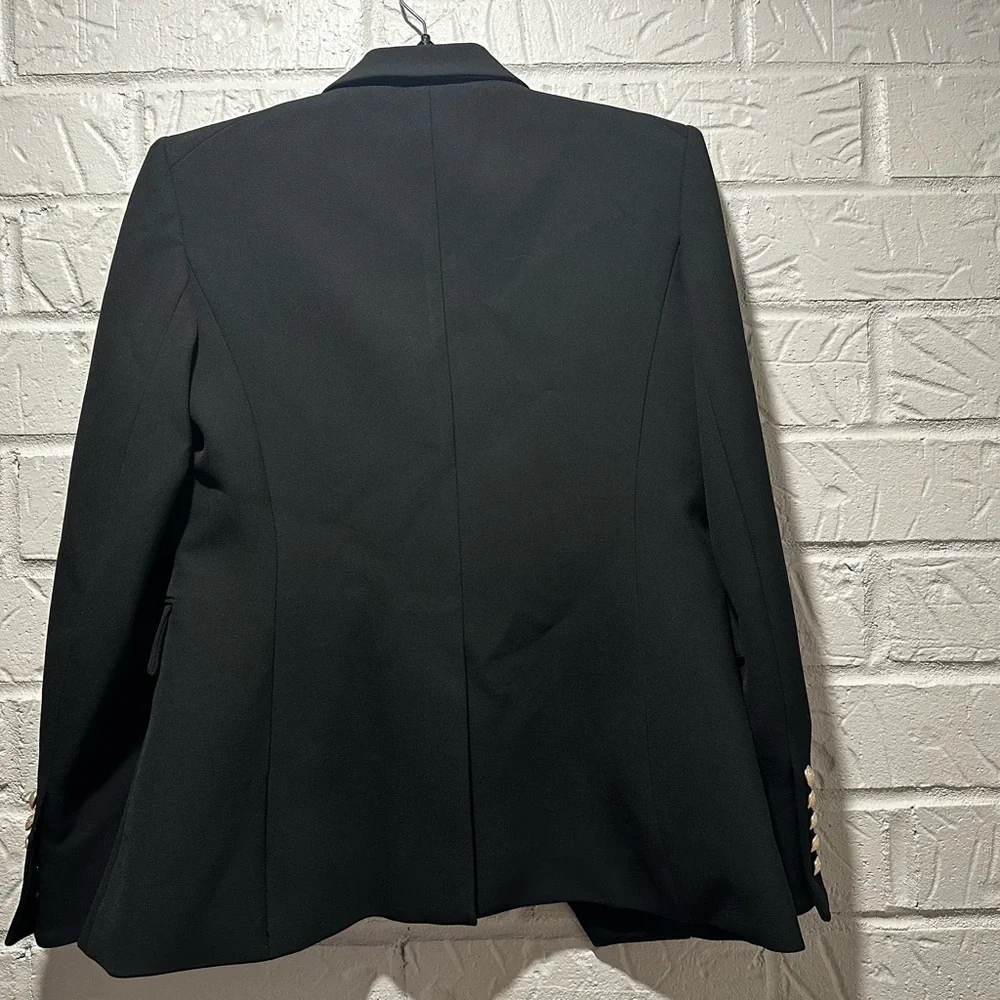 New Balmain Classic Double-Breasted Black Wool Blazer Size 36 - Picture 4 of 12